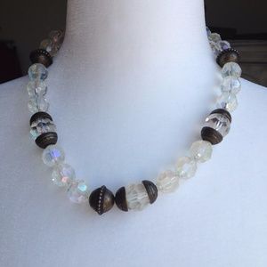 Beaded Copper Crystal Necklace Matinee Collar